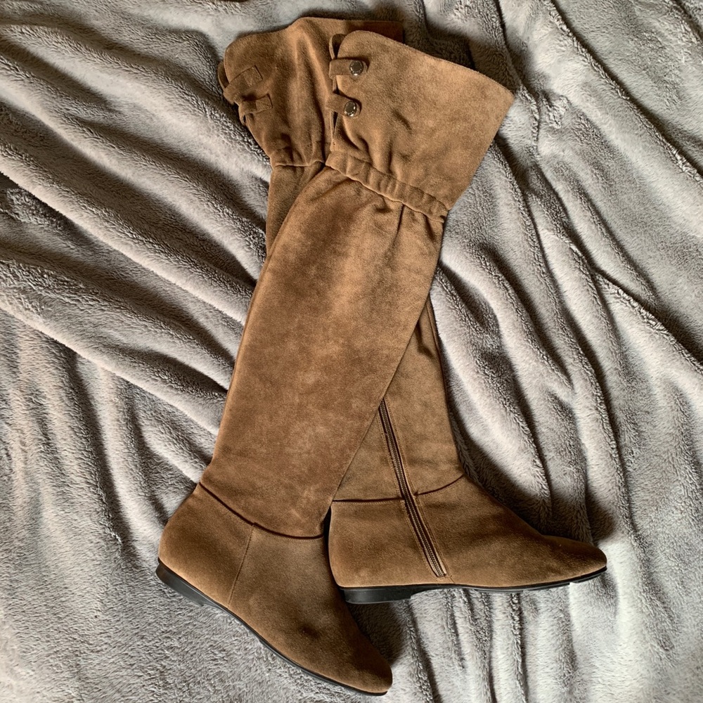 Calvin Klein over the knee suede flat boots sz 8